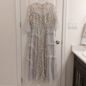 Blue Shimmer Ditsy Gown